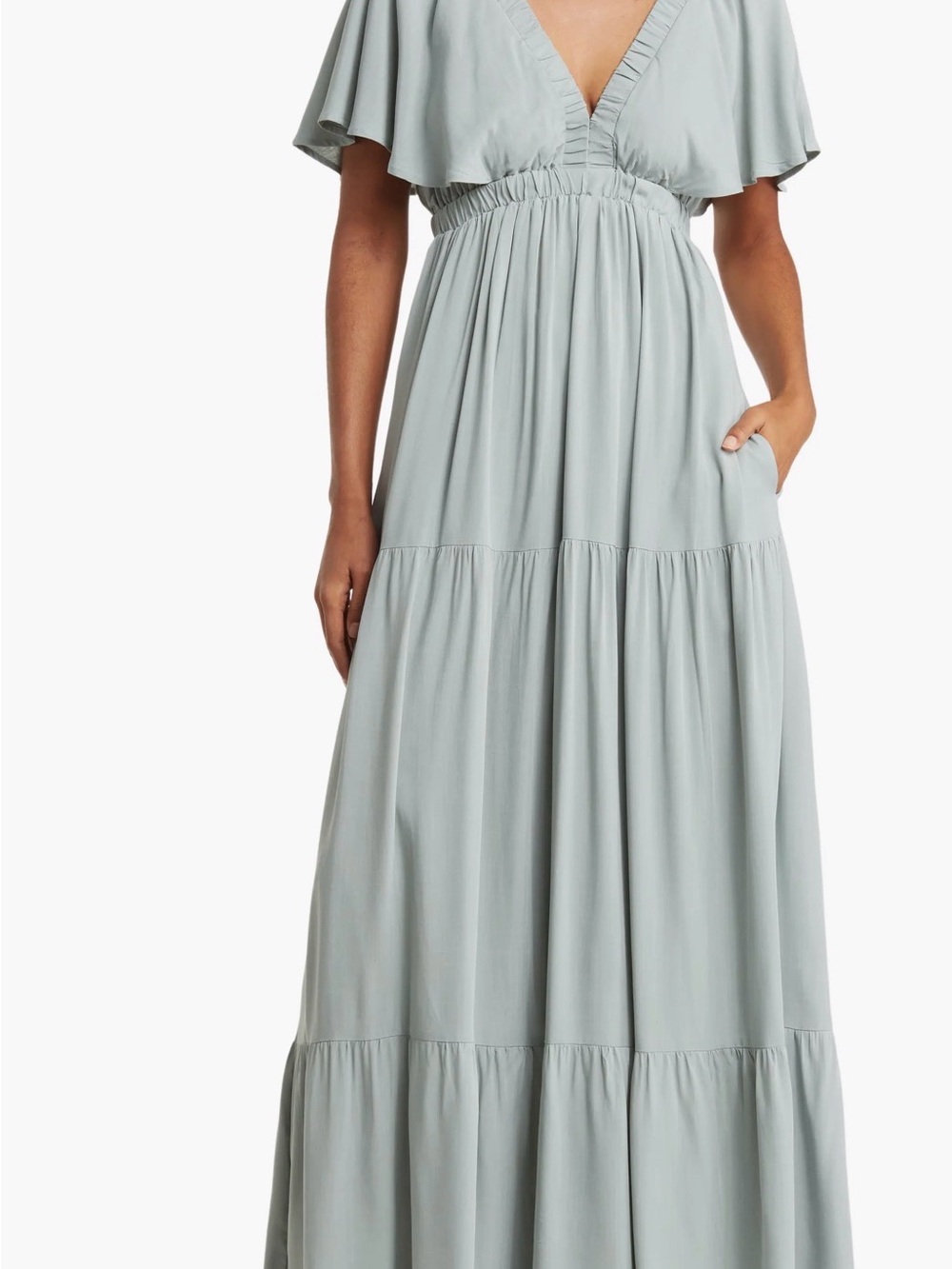Wishlist Flutter Sleeve V-Neck Maxi Dress — Sage Green